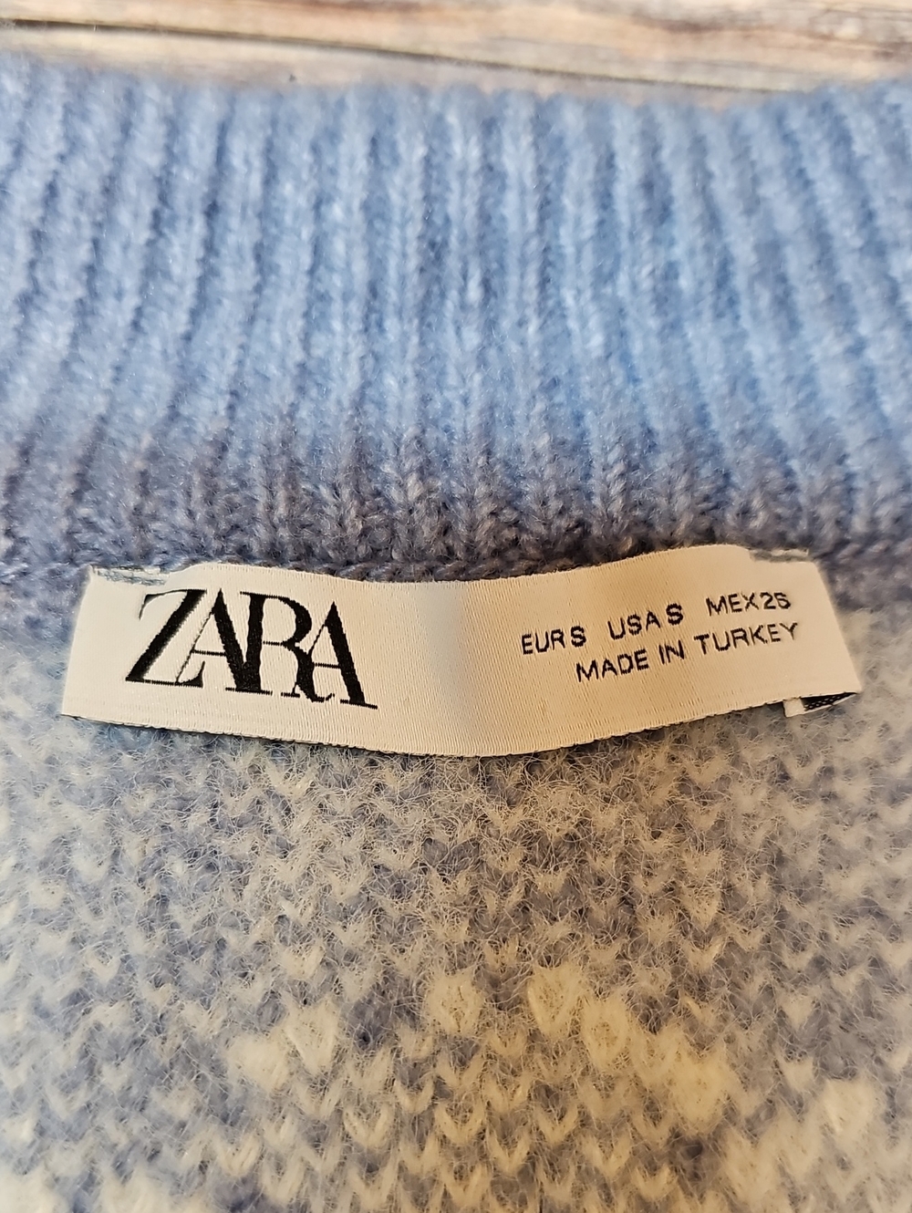 ZARA BLUE CLOUD SLEEVELESS V-NECK PULLOVER SWEATER VEST *FLAWED* - Picture 10 of 13